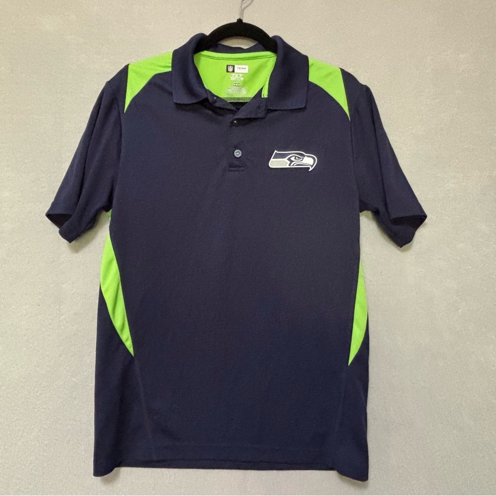 Seattle Seahawks Polo Shirt Men’s M Navy Blue NFL Team Apparel TX3 Short Sleeve